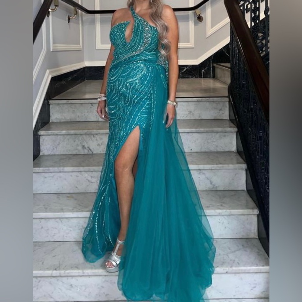 Elegant Teal Maxi evening Dress